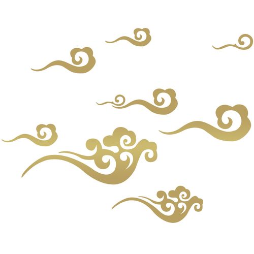 金色祥云云大图案玻璃门橱窗贴纸新年年春节金店墙贴