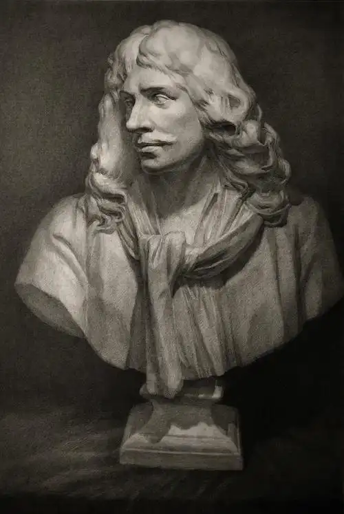 素描石膏像写生莫里哀