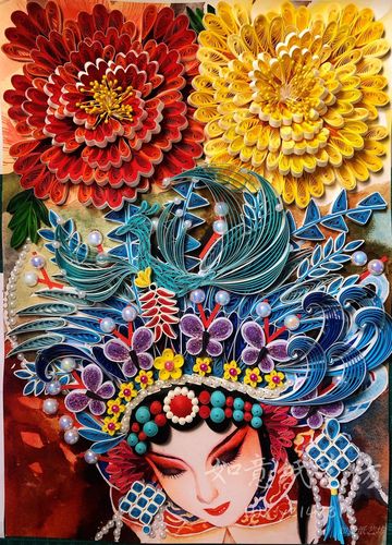 中国古风人物京剧花旦尺寸衍纸作品材料包套装折纸