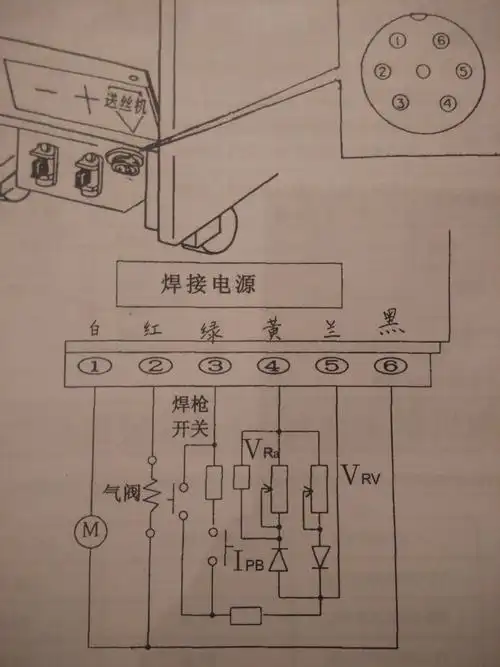 松下气保焊机与机头接线电路图