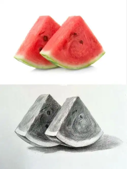 夏天到啦素描静物西瓜课