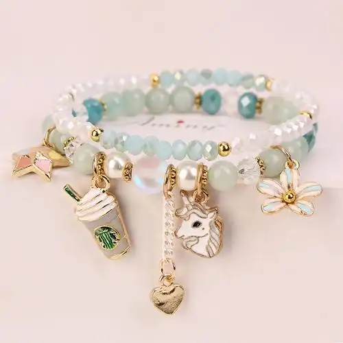 少女晶手链小兔子儿童送孩子礼物小清新精致闺蜜信物叠戴手链