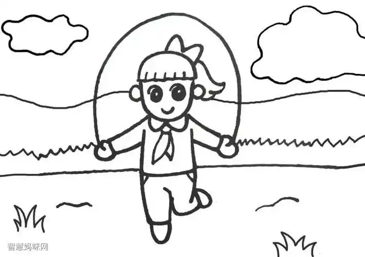 跳绳的小女孩简笔画