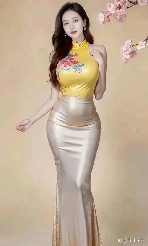 这位女士常常穿着紧身裙子,将其身姿完美勾勒,有时还会穿上黄色裙子