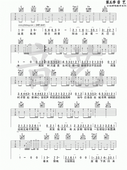 只道寻常吉他谱谢春花谢春花c调图片谱标准版吉他图片谱4张