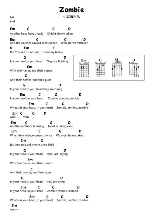 《zombie》小红莓乐队 吉他教学