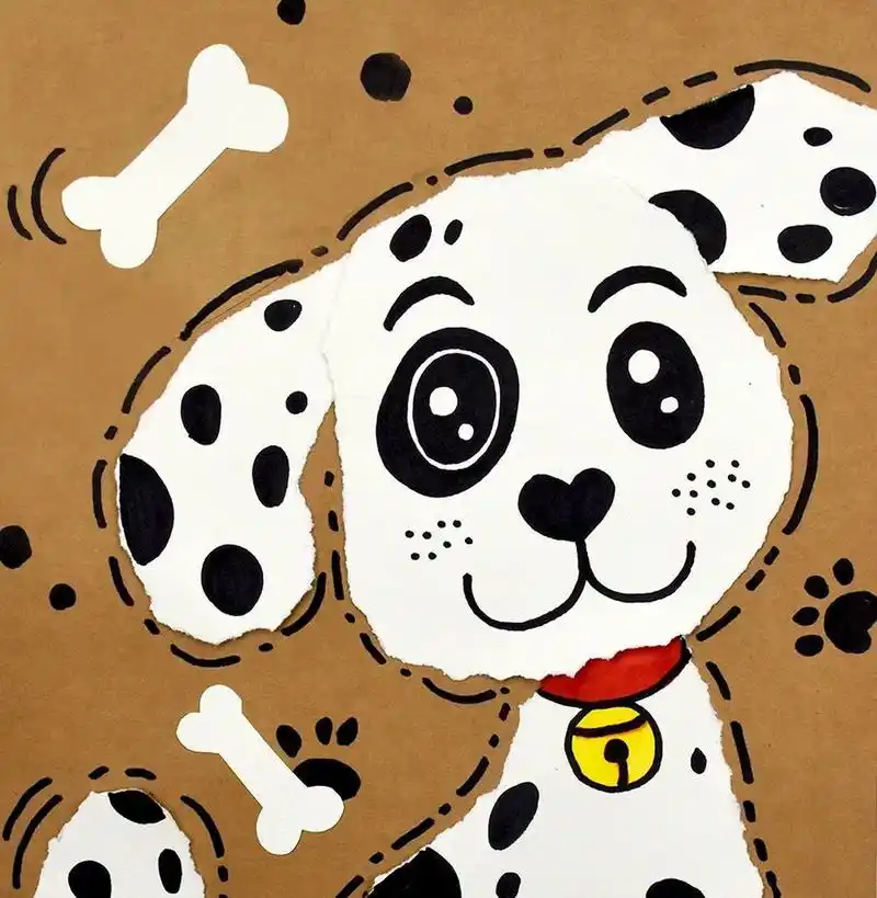 儿童画教程|有趣的斑点狗 【教学重难点】  通过视频和图片欣赏斑点狗
