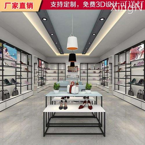 鞋店鞋架展示架童鞋店货架商场落地带灯展示柜店铺货架装修效果图
