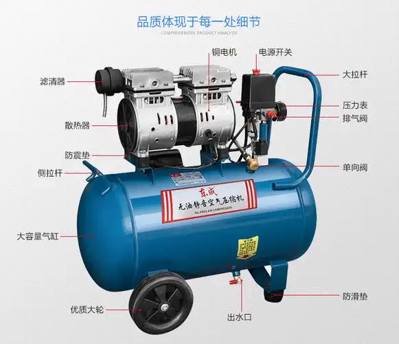 东成专业电动工具装修用气压泵空气压缩机无声静音无油空压泵小气泵
