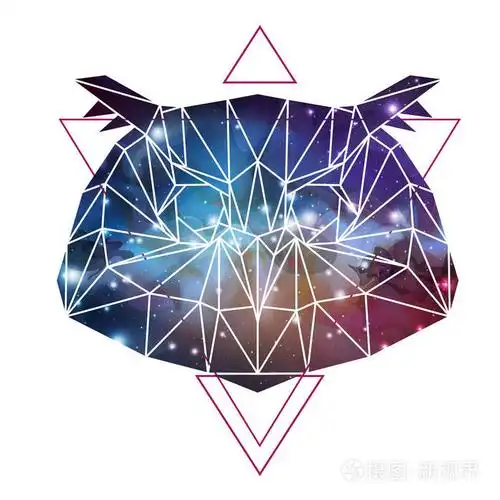 插画 抽象多边形 tirangle 动物猫头鹰与开放空间背景.时髦动物例证.