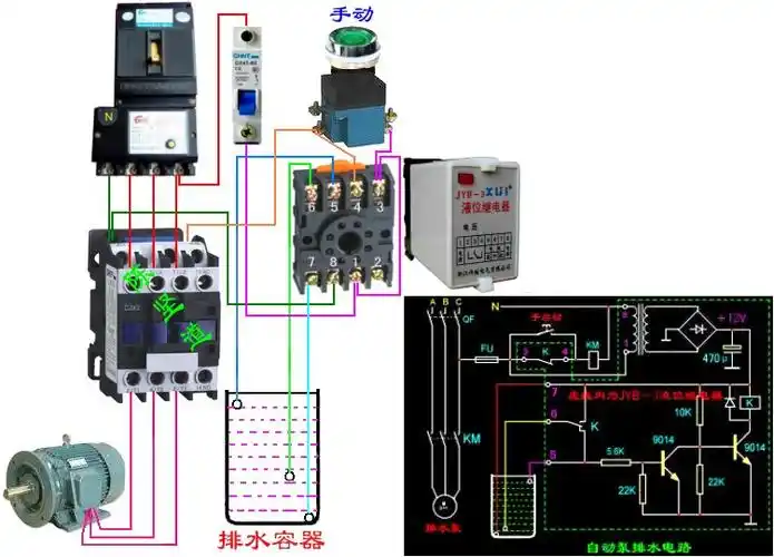三相自动污水泵接线实物图