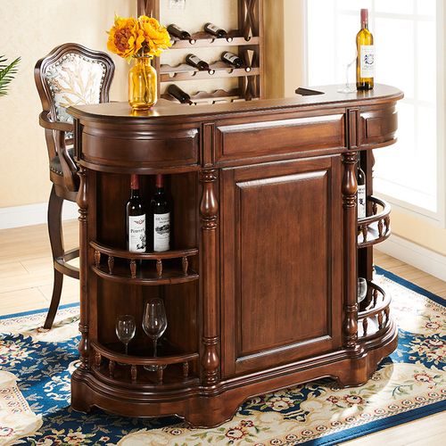 吧台欧式复古经典酒柜隔断美式乡村实木家用酒吧台