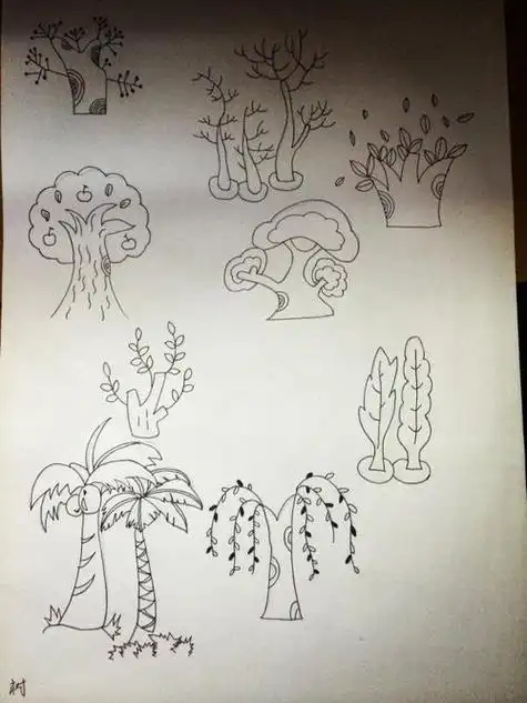 春天各种树简笔画大图