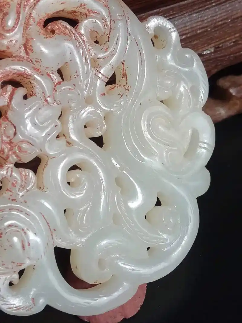 高古玉战汉玉器 汉代老和田白玉 双龙纹玉佩 【子母螭龙纹玉佩】 3999