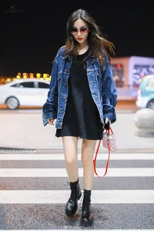 2019秋季angelababy杨颖同款蝙蝠袖牛仔外套女宽松韩版夹克上衣