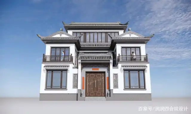 3个庭院6间卧室的农村小户型中式三合院13.6×13