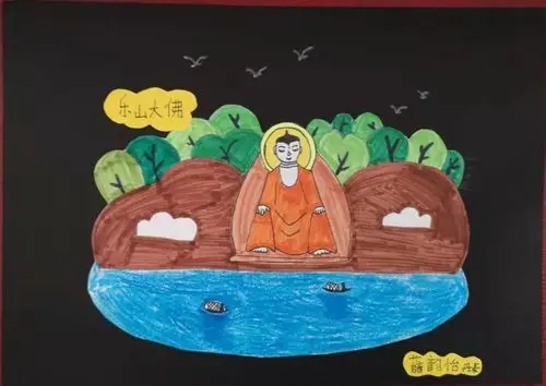 乐山中国华文教育实景课堂开课海外学子共绘乐山大佛手工画