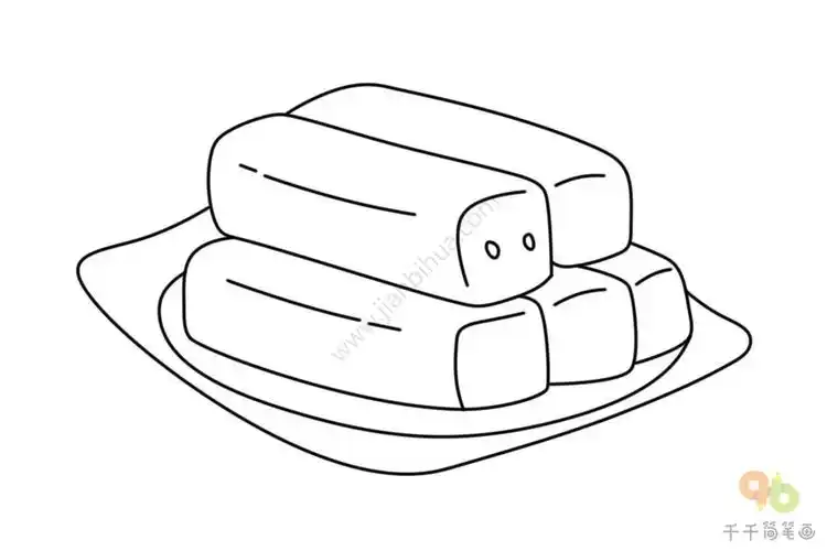 福建美食红糖糍粑简笔画