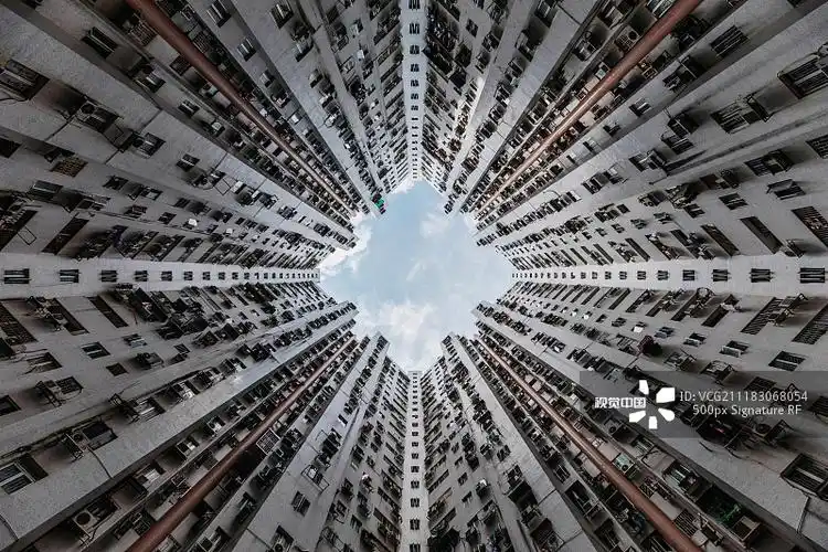 密集建筑空间仰视