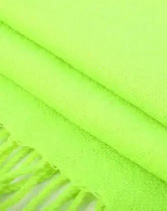 女款亮绿色纯色纯羊毛围巾披肩