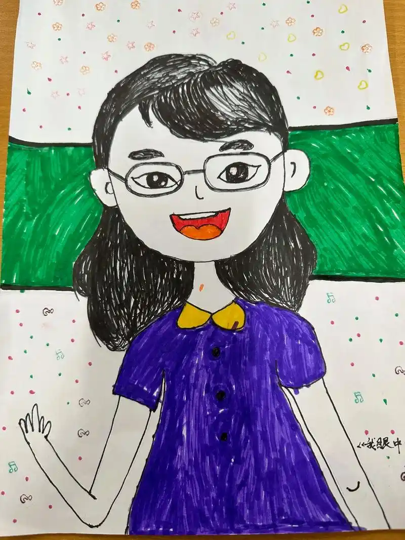 教师节绘画 看我的大宝们～我的小宝们画的眼中的老师～我那俩 - 抖