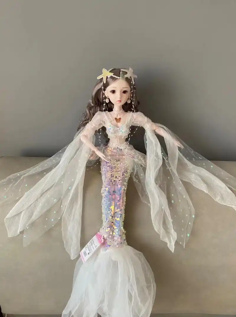 芭比娃娃 60厘米美人鱼娃娃 可以闭眼 换装 唱歌#公主系 - 抖音