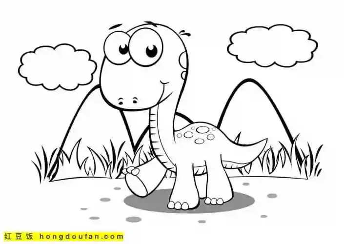 11张有趣的儿童侏罗纪恐龙简笔画和卡通涂色图片