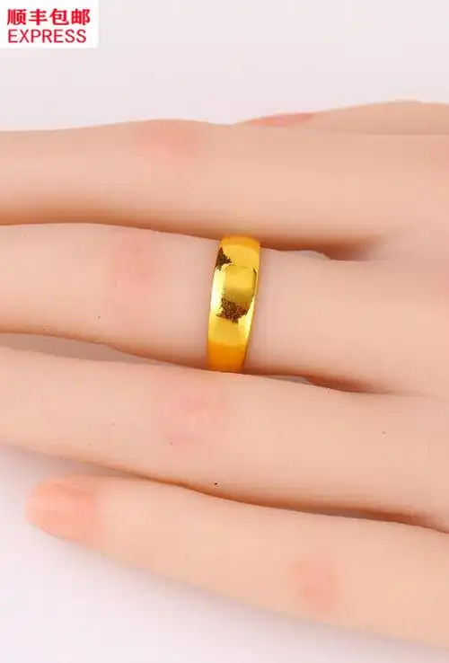 老凤凰黄金戒指蛇肚开口戒子 足金999光面显大金戒指黄金首饰品金指环