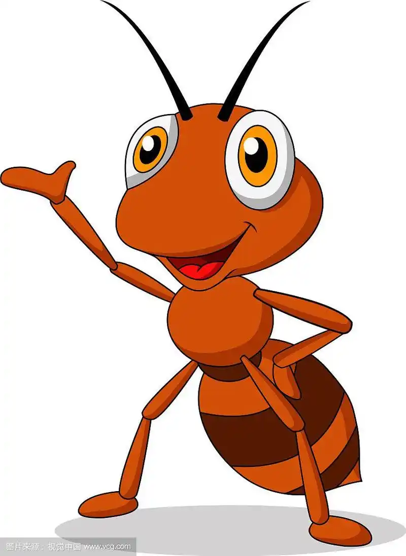 可爱的蚂蚁卡通挥手