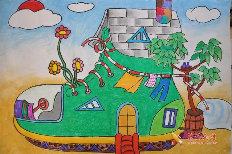 二年级小学生获奖科幻画作品《移动房子》__科幻画_科幻画图片大全_学