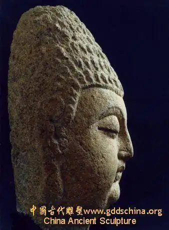 盛唐佛头 (侧面).