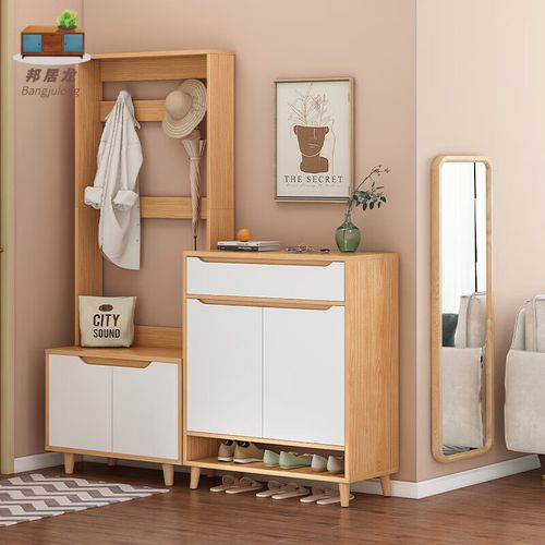 邦居龙 鞋柜衣柜一体进门鞋柜衣帽架一体家用进门口鞋柜带挂衣架一体