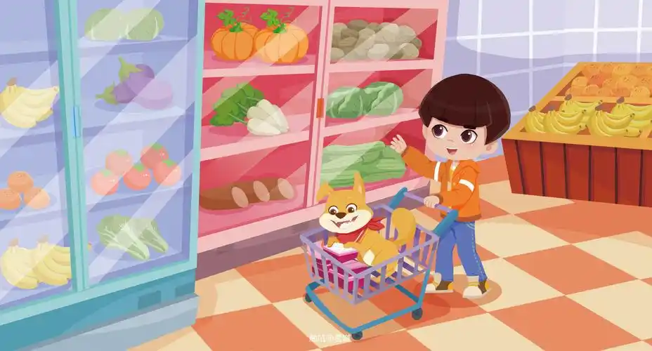 逛超市,儿童插画,绘本插画图片壁纸