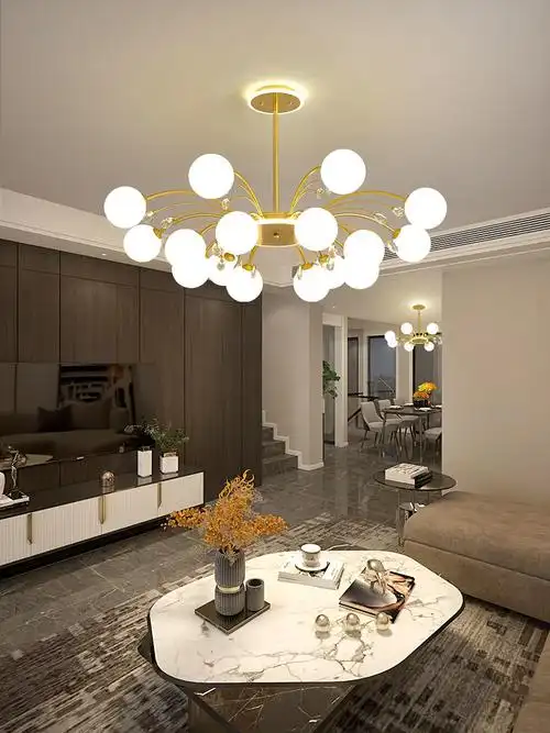 新款北欧灯饰灯具大全大厅简约现代卧室餐厅轻奢魔豆网红客厅吊灯顶部