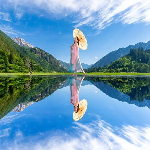 跟团旅拍晚纯5天冰川龙达黄龙达九寨沟四川成都往返机票境内跟团游