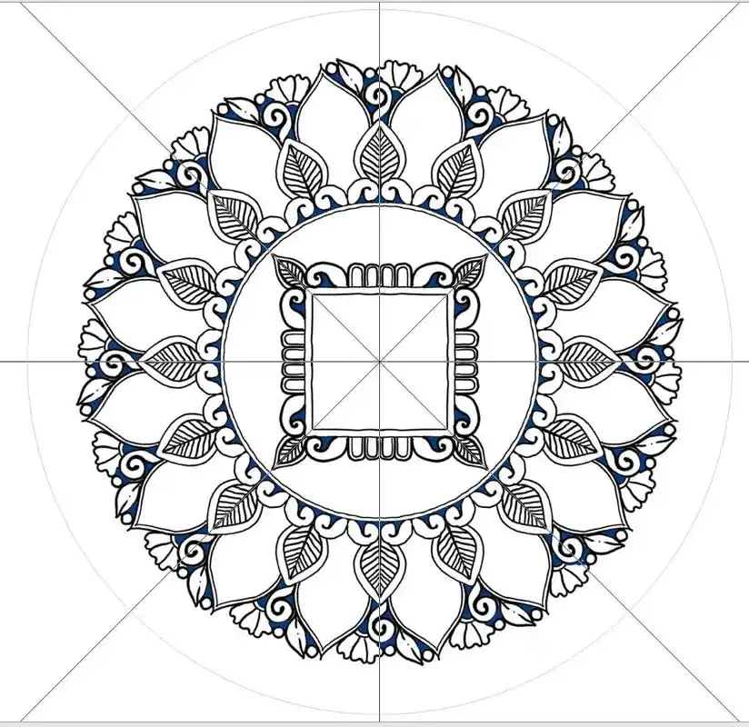 原创曼陀罗模板##禅绕画 #曼陀罗 #解压禅绕画 #黑白线描 - 抖音