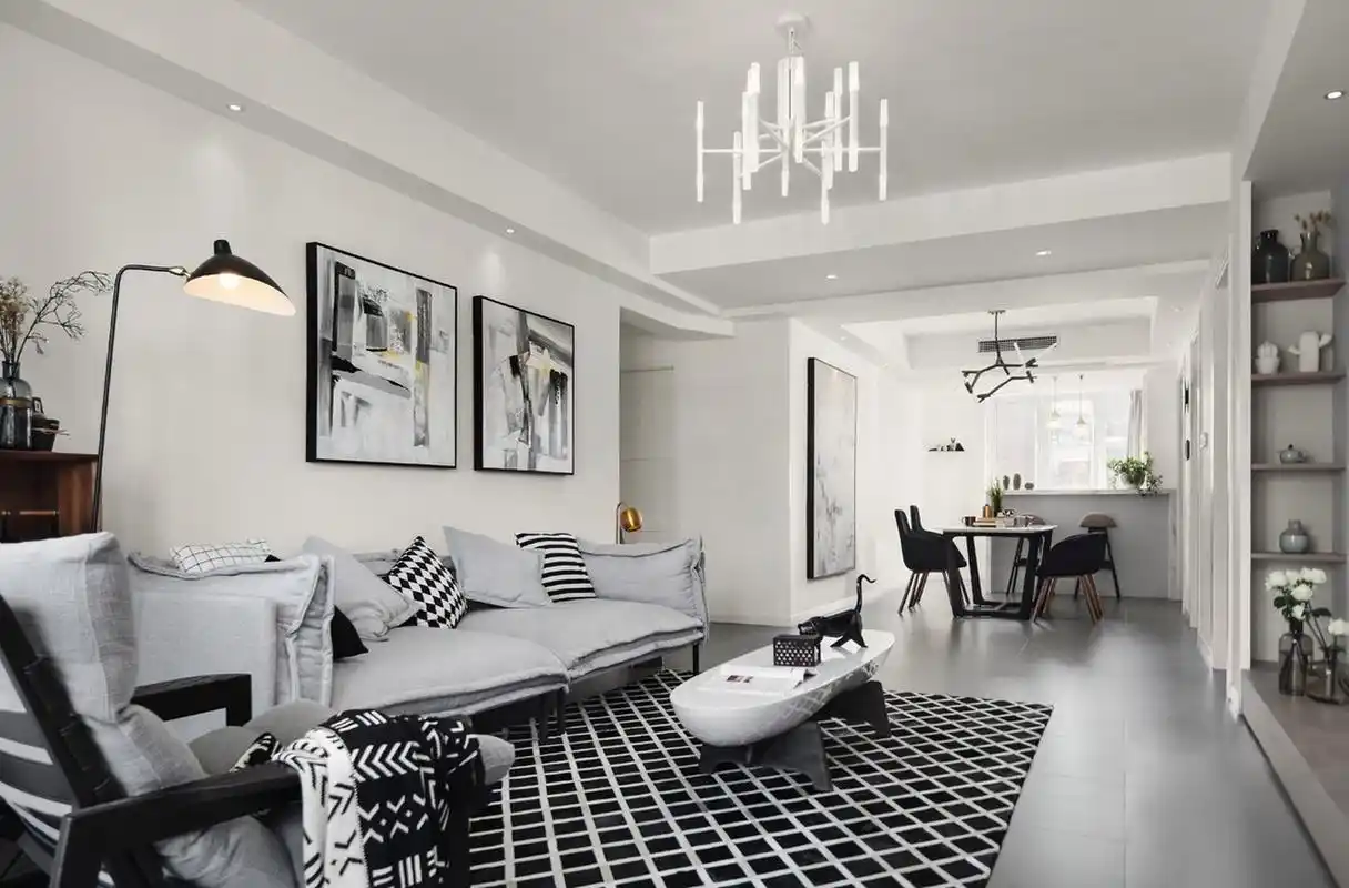 武汉装修# #武汉装修设计公司# 浅灰色电视背景墙与客厅整个空间傻鼢