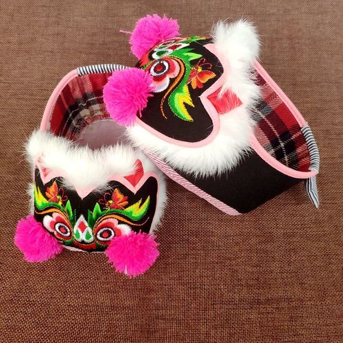 央紫新品虎头鞋男女宝宝传统手工虎头鞋老虎鞋猫头鞋包脚连脚棉裤虎头