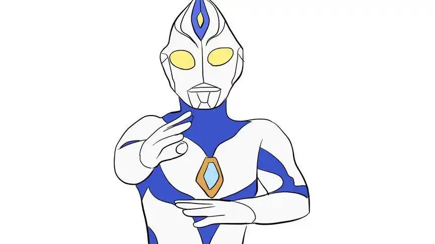 帅气姿势的戴拿奥特曼儿童卡通简笔画