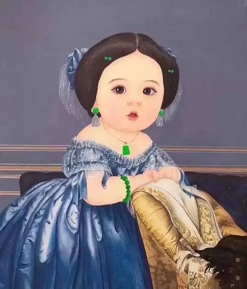 一组萌娃搭配翡翠的图片火了,也终于知道满绿翡翠为什么那么贵了_珠宝