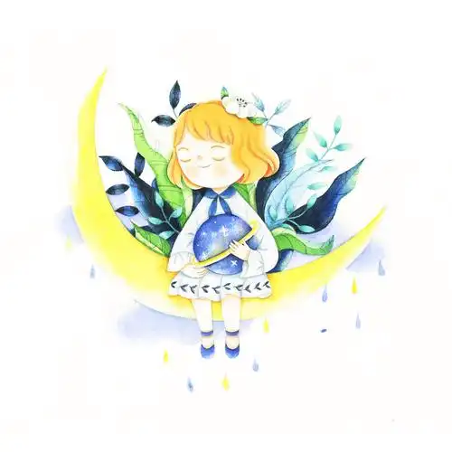 月亮上的小女孩