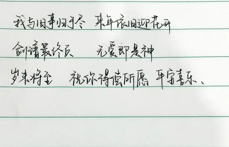 "我与旧事归于尽 来年依旧迎花开 剑谱最终页 无爱即是神 岁末将至