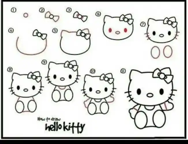 简笔画凯特猫画kitty猫简笔画图片大全怎么画哈喽kitty凯蒂猫简笔画