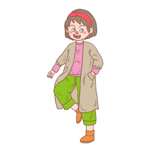 冬季冬日大衣女娃卡通手绘