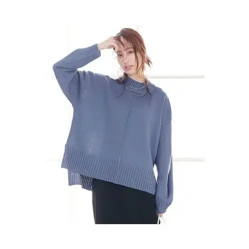 日本直邮ingingni假领侧开束腰针织衫蓝色毛衣