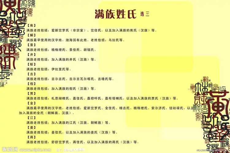 满族姓氏大全满族八大姓氏有哪些满族八大姓氏介绍