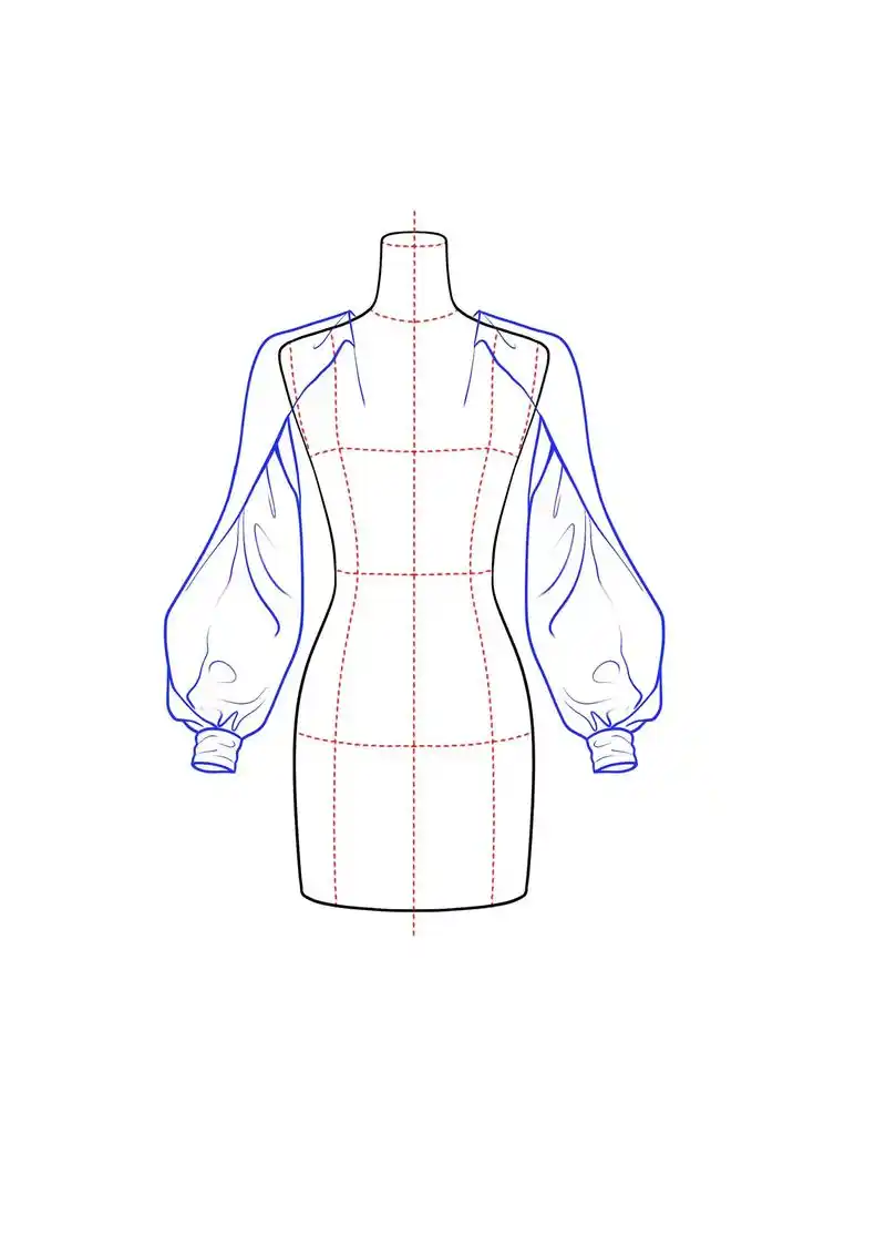 服装款式部位绘制|袖子|第2款.#服装款式图手绘 #服装设计 - 抖音