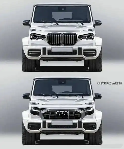 在视觉效果上相比奥迪版车型略有优势,但是相比奔驰大g的区别还是很大