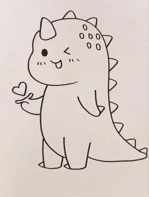 可爱小恐龙 一学就会的简笔画 送你一颗小 快快动手一起画起来吧-度小