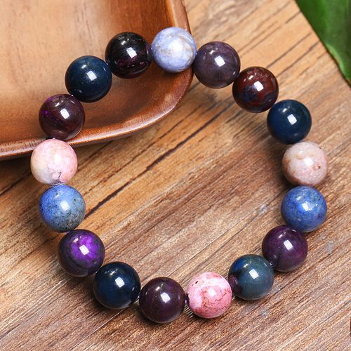 南非天然舒俱来手链12mm糖果色皇家紫星际蓝44.51g苏纪石女款圆珠